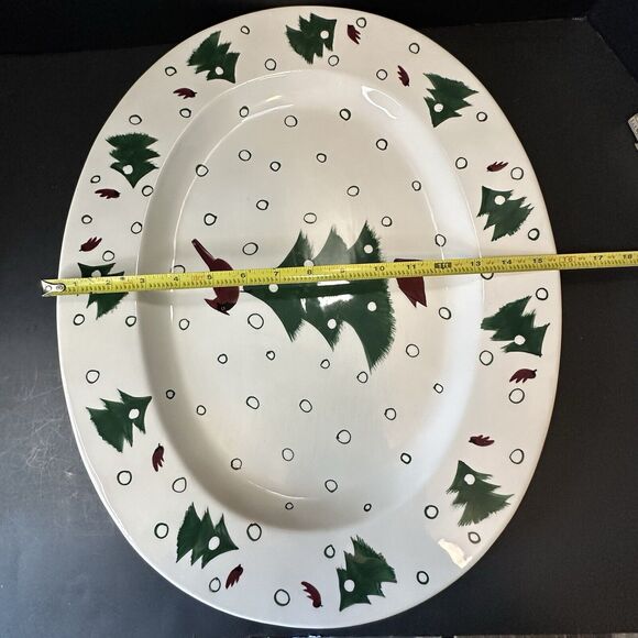 Studio Nova Holiday Cardinal Christmas 20" Oval Serving Platter KT547 Vintage - Picture 10 of 15
